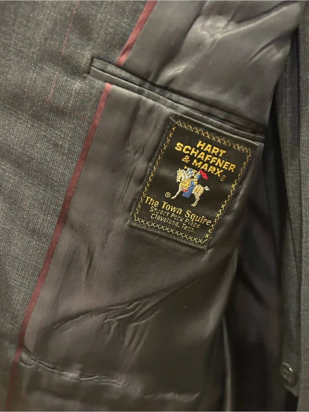 Hart Schaffner Marx Gray Blazer with Red Pinstripe Trim and pants